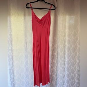 Size medium Zara pink long satin dress. Only wore once for a wedding